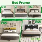 Queen Double Size Wooden Bed Frame Mattress Base LED Lights Headboard Platform
