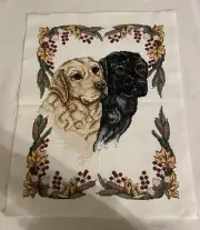 Finished/Completed Counted Cross Stitch~Yellow & Black Labrador Retrievers 18x14