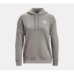 【UNDER ARMOUR】UA 女 Essential Fleece 連帽長袖套頭衫 帽T 米灰(1373033-294)