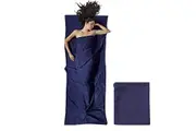 Sleeping Bag Liner Portable Sleeping Sheet Dirt-Proof Camping Sheet for Outdoor Travel Hiking Hotels Picnics-Navy
