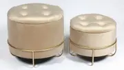 Circular storage ottomans set of 2 beige velvet