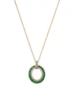 Bloomingdale's Fine Collection Emerald & Diamond Circle Pendant Necklace in 14K Yellow Gold