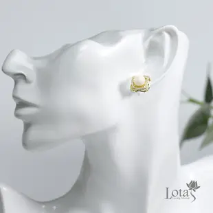 【共嬋娟】Lotas 深水粉珊瑚 925純銀鍍18K金耳針式耳環