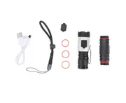 Mini Portable LED Aluminium Alloy Flashlight Torch with Keyring for Camping Hiking(black)