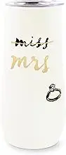 kate spade new york 10oz Stemless Champagne Flute, Small Stainless Steel Tumbler with Lid, Double Wall Insulated Metal Cup, Miss to Mrs