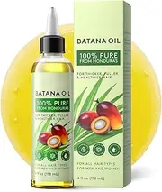 Batana Oil for Hair Growth - Dr. Sebi 100％ Pure & Raw Batana Oil from Honduras - Organic & Natural - Promotes Hair Thickness for Men Women 4 Fl Oz