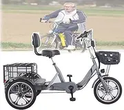 Folding Electric Trike,400w 48v 12ah Battery,8 Bearing Transmission,3 Riding Modes,10 Inch Tire,23km/H Speed,60km Range,3 Speed Adjustment,for Seniors,Women,Adults,Grey