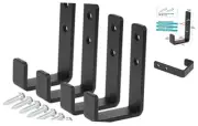 4 Pcs 4⅜" Heavy Duty Steel Black J Hooks Wall Mount Utility Hook Load 220 lb