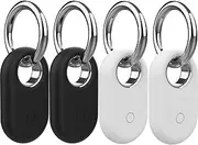 Compatible with Samsung Smart tag 2 Case 4 Pack with Keychain, Soft Silicone Scratch and Shock Resistant, Easy to Install, for Luggage, Keys, Dog Collar for Smart tag 2 Case (2 Black, 2 White)