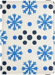 [Amooorous] Snowflake Blue Polka Dot Leather decorative passport holder for travel family Vaccine Case Protector Cover Passport Holder Combo with Vaccine Card Slot Ultra Slim, snowflake blue polka dot, 1 size