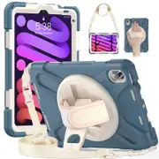 Catzon Onepiece iPad Mini 6 Case 8.3 Inch Shockproof Cover with Handle Strap Shoulder Strap-Cornflower Blue