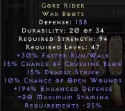 Diablo 2: Resurrected PC S4 LADDER Softcore D2R Gore Rider War Boots