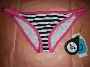 Roxy Neon Flip Side Pant B & W Striped Black White Medium Bikini Bottom Low Rise