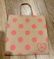 Victoria's Secret PINK LOGO Small POLKA DOT Brown Paper Shopping Gift Bag 8x8x4