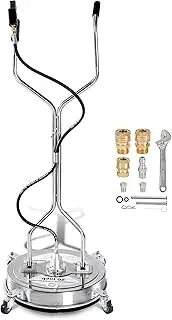 PWACCS 20" Pressure Washer Surface Cleaner, Stainless Steel Power Wash Surface Washer with Dual Handle & 4 Wheels, 4500 PSI Pressure Washer Scrubber for Cleaning Concrete, Cement, Patios and Driveways
