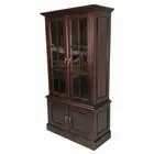 Solid Mahogany Wood Bookcase with Cupboard Glass Doors Cabinet Antique Style