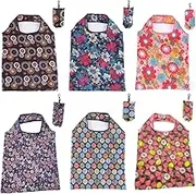 Reelau Shopping Bags Reusable Grocery Tote Bags, 6 Pack Foldable Shopping Tote Bag, Machine Washable Shopping Bags,Fits in Pocket Kitchen Reusable Grocery-Bags for Women Men