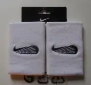 Nike Doublewide Wristbands Lifestyle Lacrosse Sport Swoosh White/Black One Pair