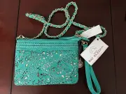 BIG BUDDHA Turquoise Clutch Bag with Silver Strap Accents NWT New