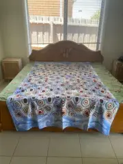 Cotton Altar Cloth/Tapestry, Queen size bedsheet, Peacock Feather Art, 140*220cm