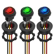 Round Rocker Switch 12V 20A UL Listed Waterproof Marine Round Toggle Switch LED Lighted on Off Switch Heavy Duty 3 Color Black
