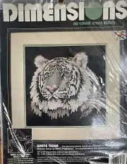 New Dimensions WHITE TIGER No Count Cross Stitch Kit 1992 Fogleman Sealed!