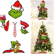 5Pcs Christmas Tree Topper Decor for Fence Garage Holiday Xmas Home Party Decor