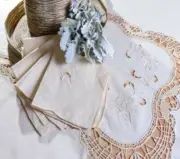 VINTAGE STYLE EMBROIDERY TABLECLOTH WITH NAPKINS PURE CLUNY COTTON