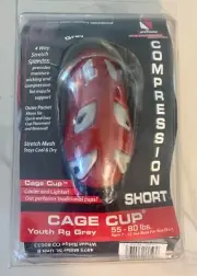 SAFETGARD Boys Compression Shorts w/Cage Cup Size Youth Regular - Grey/Red NWT