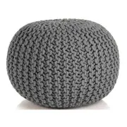 Braided Ottoman Pouffe Footstool Hand Knitted (Grey)