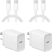 iPhone 16 15 Charger, 20W iPad Charger 2Pack USB C Fast Wall Chargering Block with 6FT USB C to Type C Cable for iPhone 16/16 Plus/16 Pro/16 Pro Max/15/15 Pro/15 Pro Max, iPad Pro/Mini/Air/AirPods