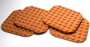 Lego - Lot of 4 - Tan Brown, Plate Round Corners 8 x 8