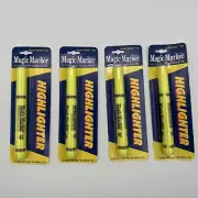 1993 SEALED 4 Magic Marker Yellow Highlighters Binney & Smith Lot Prop Stock Vin