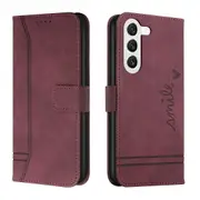 Closure Case with Flip Wallet Stand Function Cover for Samsung Galaxy S23 - Red