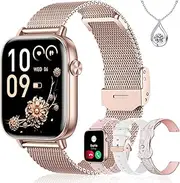 Iaret Smart Watch for Women, 1.83" HD Fitness Tracker with 4 Bands, Answer/Make Calls, Heart Rate/Sleep/SpO2/Step Tracking, 100+ Sport Modes, Android/iPhone Compatible Gift (Rose Gold)
