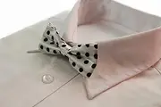 [Zasel] Boys White With Black Small Polka Dot Patterned Bow Tie Black, White