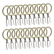40pcs 1.2-Inch Metal Curtain Hook Rings Bronze with Pin-on Hooks