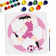 MAYJOYDIY Women Soccer Ball Stencils 11.8×11.8inch Large Female Soccer Play