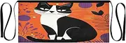 [Joitme] Abstract Cat Orange Purple Women Aprons for Cooking, Restaurant Aprons for Servers, Money Apron, Abstract Cat Orange Purple