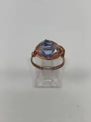 Handmade ~ Copper Wire Wrap ~ Glass Bead Ring ~ Size 6 #121
