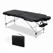 Zenses Massage Table 75cm 2 Fold Aluminium Massage Bed Portable Beauty Therapy Black