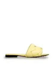 Yellow Leather Lido Flat Slides