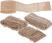 SHINEOFI 4 Rolls Retro Twine Decoration Brown Ribbon Giftswrapping Ribbon Packing Ribbon Hollow Ribbon Craft Ribbon Mesh Ribbon Burlap Ribbon with Lace Floral Ribbon Present Ribbon Fabric