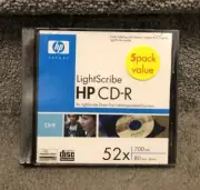 HP Lightscribe CD-R 700 MB 80 Min Pack of 5 NEW Sealed