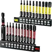 Hex Bit Set, S2 Alloy Steel Allen Wrench Drill Bit Set with Magnetic Tips, 1/4 Hex-shank 2" Impact Allen Key Bits Set with 2.3" Hex Extension, Precision CNC Machining, 20+1 Pack(Metric&SAE)