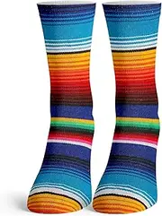 [Function Socks] Function - Kids Mexican Blanket Pattern Tall Crew Youth Child Girls Boys Unisex Socks Serape Fleece Tribal Aztec Spanish Sombrero Cinco De Mayo, Multi, One Size
