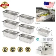 NSF-Certified 1/3 Size 4" Deep Stainless Steel Anti-Jam Hotel Pans – 6 Pack