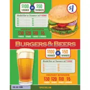 BURGERS & BEERS 1 POINT/150P 550 PULL TAB HARD CARD TICKETS GAME FREE SHIP