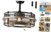 Farmhouse Ceiling Fan with Light Remote Control, Reversible Bladeless Ceiling