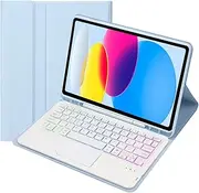 [Jarttarn] Touchpad Keyboard Case Compatible with Samsung Tab A9 Plus (X210/X215/X216),Backlight, Multi-Touch Trackpad, Flip Stand Case with Pencil Holder for Tab A9+ (Sky Blue)